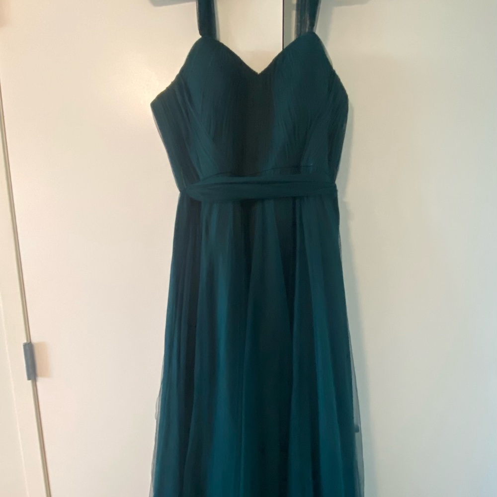 Revelry Rosalie Tulle Convertible Dress with slit Classic Emerald 336 Size 12